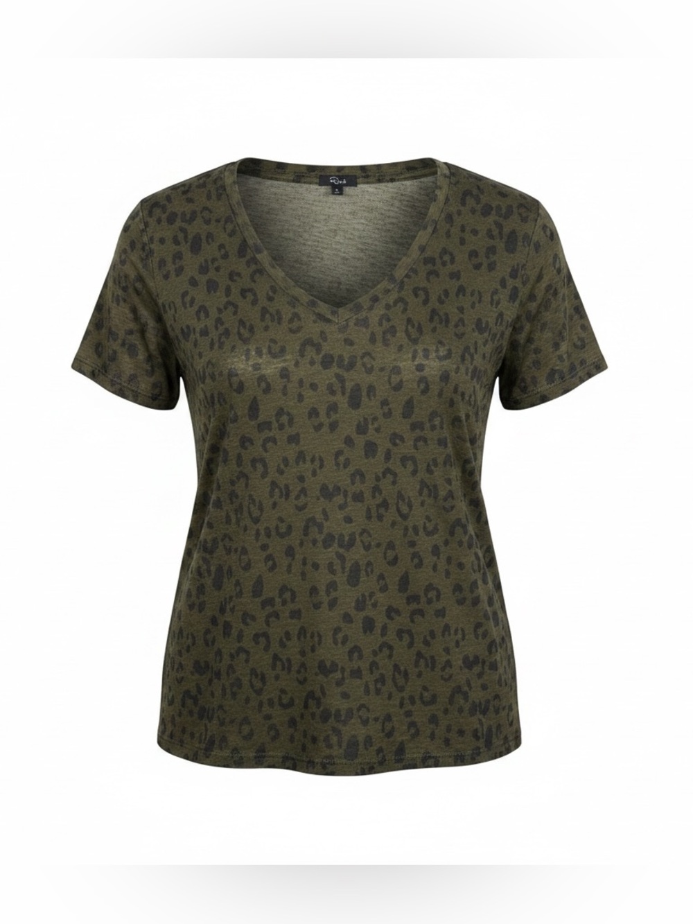 Rails Olive Green and Black Leopard Tie-Front V-Neck Tee